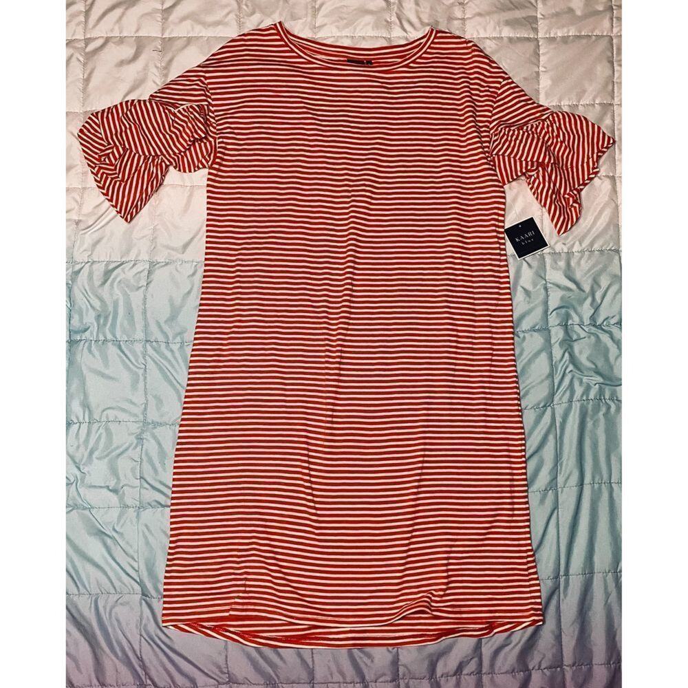 Kaari blue striped dress size small